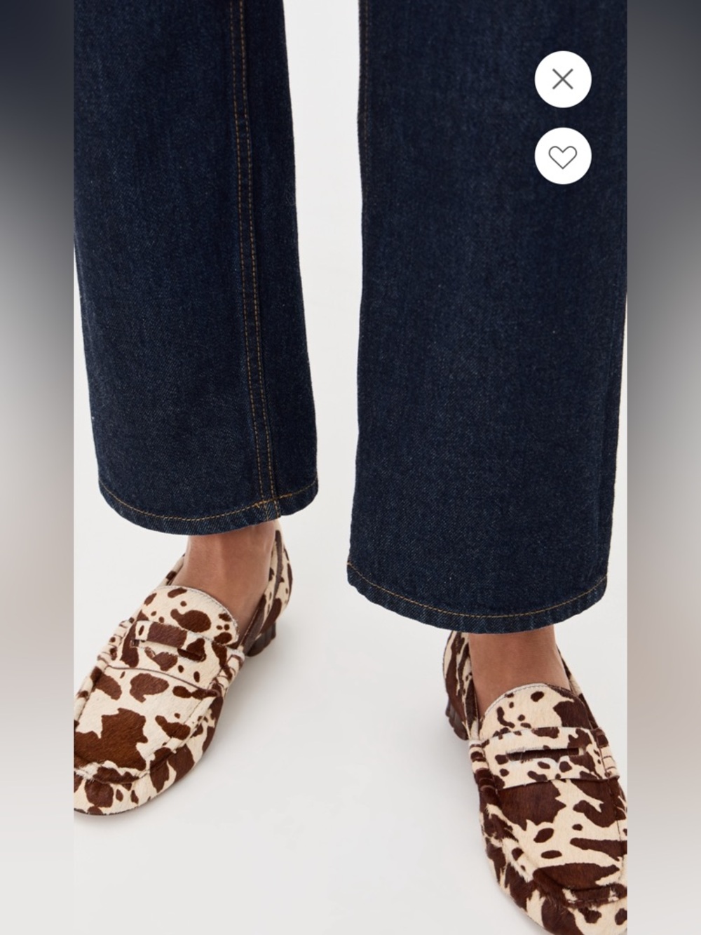 FARM Rio Monstera Heel Cow-Print Penny Loafers in Brown & Cream, NIB, Various - Picture 3 of 16